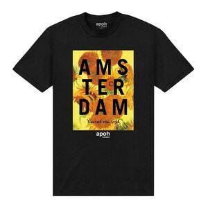 Apoh Unisex Adult Van Gogh Amsterdam Flower T-Shirt / Black